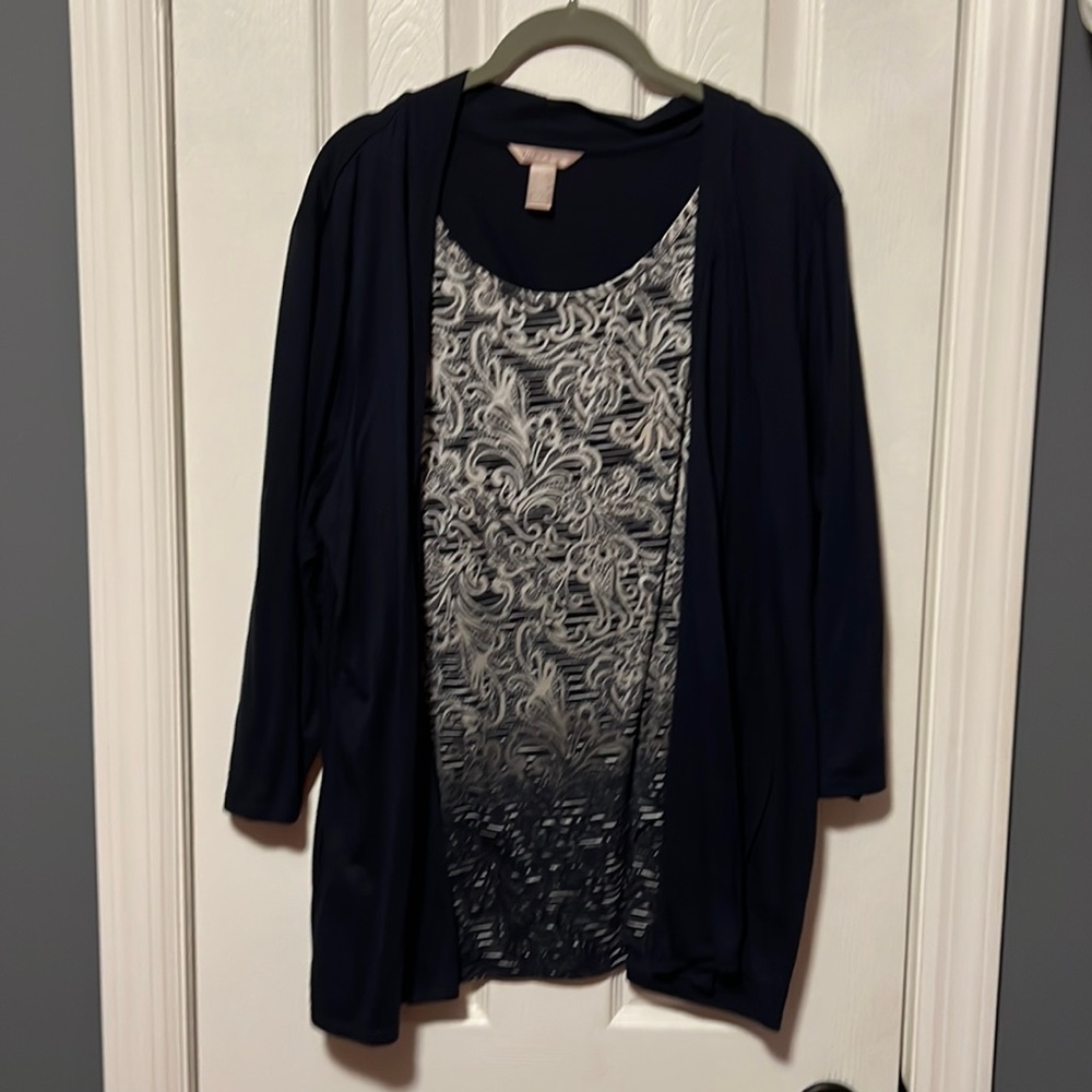 White Stag - Navy and White Twofer Sweater - XXL